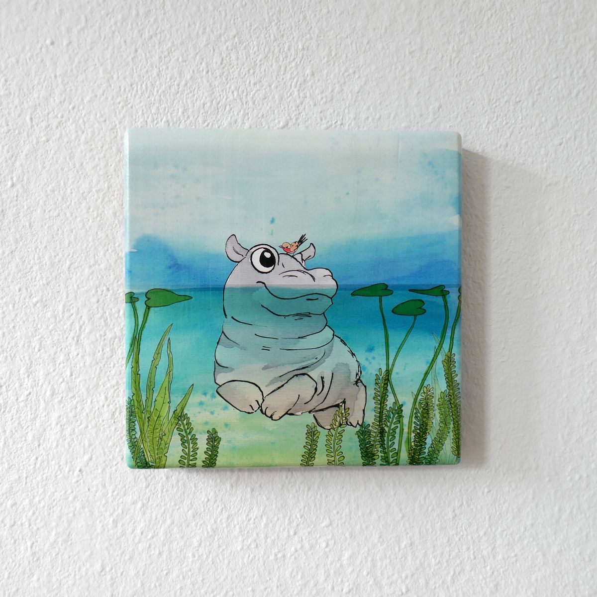 Nijlpaard - On Wood — Art by Margreet Rijlaarsdam